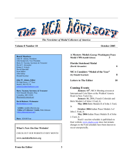 The MCA Advisory - Medal Collectors of America