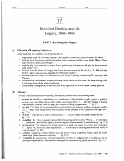 Manifest Destiny and Its Legacy, 1841-1848