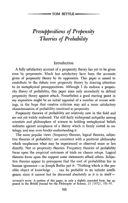 Presuppositions of Propensity Theories of Probability