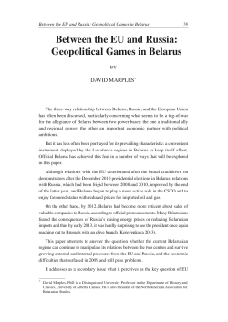 Between the EU and Russia: Geopolitical Games in Belarus