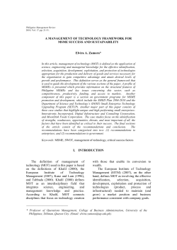 A MANAGEMENT OF TECHNOLOGY FRAMEWORK FOR MSME