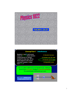 Speakers A and B emit sound waves of &lambda; = 1 m which interfere