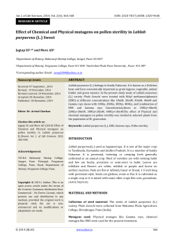 Effect of Chemical and Physical mutagens on pollen sterility in