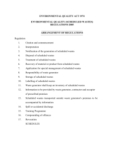 ENVIRONMENTAL QUALITY (SCHEDULED WASTES)