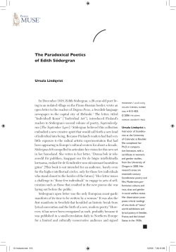 The Paradoxical Poetics of Edith S&ouml;dergran