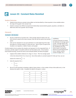 Lesson 22: Constant Rates Revisited