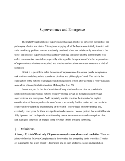 Emergence and Supervenience - UTSC