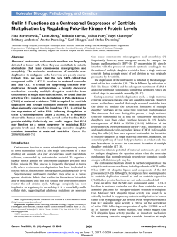 Cullin 1 Functions as a Centrosomal Suppressor of Centriole