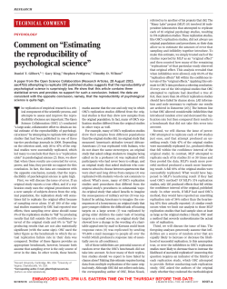 Comment on &ldquo;Estimating the reproducibility of