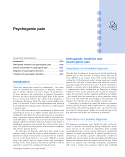 Psychogenic pain - A System of Orthopaedic Medicine