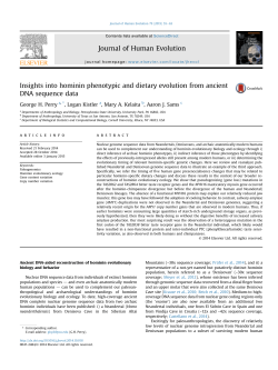 Perry et al 2015 "Insights into hominin phenotypic and dietary