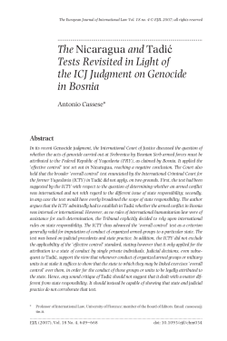 The Nicaragua and Tadi ć Tests Revisited in Light of the