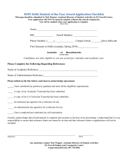 Student of the Year, Spring 2017 Award Application