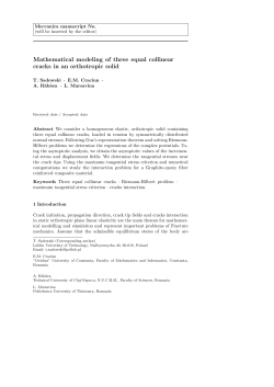 Mathematical modeling of three equal collinear cracks