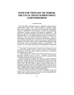 Food for Thought or Terror: The Legal Issues Surrounding