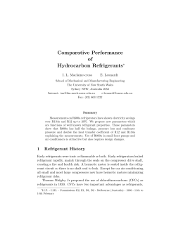 Comparative Performance of Hydrocarbon Refrigerants