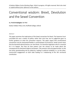 Conventional wisdom: Brexit, Devolution and the Sewel Convention