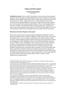 Papias and the Gospels - Austin Graduate School of Theology