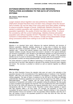 Estonian migration statistics and regional population according to