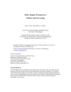 Policy Regime Perspectives: Policies and Governing