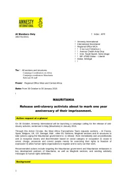 MAURITANIA Release anti-slavery activists