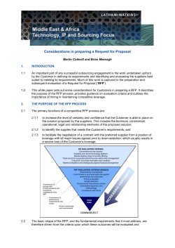 Considerations in preparing a Request for Proposal