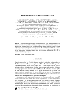 THE CASSINI MAGNETIC FIELD INVESTIGATION 1. Introduction