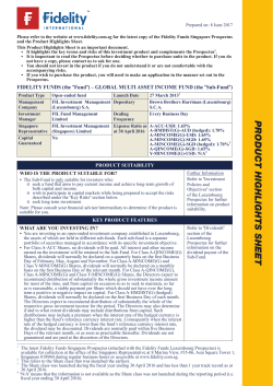 product highlights sheet - Singapore | Fidelity International