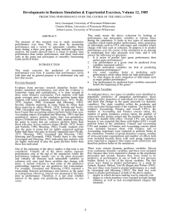 PREDICTING PERFORMANCE OVER THE COURSE OF THE