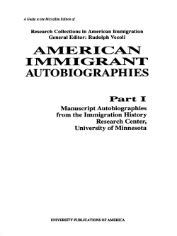 American Immigrant Autobiographies, Part 1. Manuscript