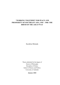 THE BIRTH OF THE ASEAN WAY Kazuhisa Shimada