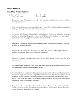 Pre-AP Algebra 1 Unit 3 Test Review Problems