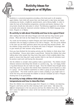 Activity Ideas for Pengwin ar ei Wyliau