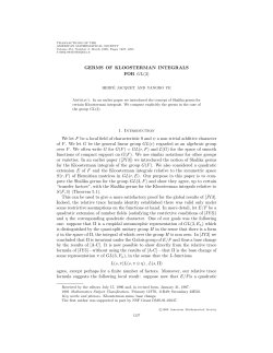 GERMS OF KLOOSTERMAN INTEGRALS FOR GL(3) 1. Introduction