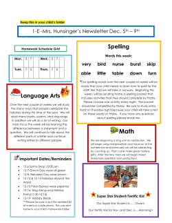 newsletter Hunsinger Dec. 5th-9th 2016