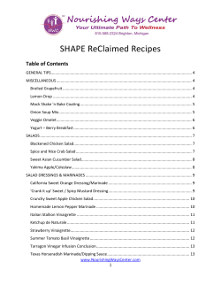 SHAPE ReClaimed Recipes - Nourishing Ways Center