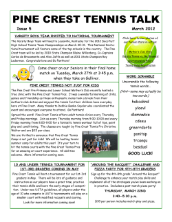 PINE CREST TENNIS TALK