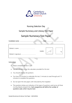 Sample Numeracy and Literacy Test Paper, 99 kb
