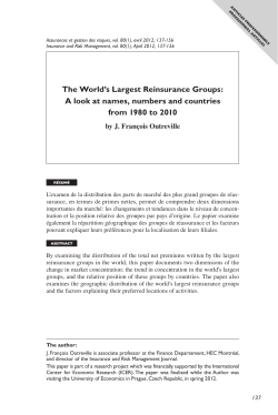 The World`s Largest Reinsurance Groups: A look at names, numbers