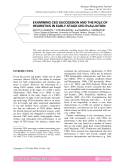 Examining CEO Succession and the Role of Heuristics in Early