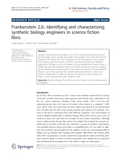 Frankenstein 2.0.: Identifying and characterising synthetic biology