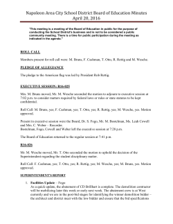 Napoleon Area City School District Board of Education Minutes April