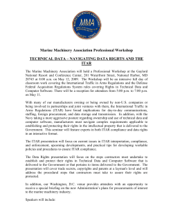 Marine Machinery Association Professional Workshop TECHNICAL