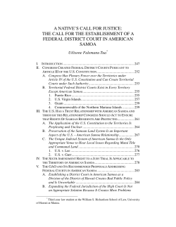 a native`s call for justice: the call for the establishment of a federal