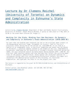 Lecture by Dr Clemens Reichel (University of Toronto) on Dynamics