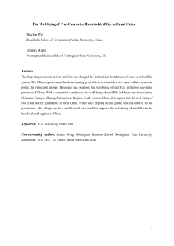 The Well-being of Five-Guarantee Households (FGs) in Rural China