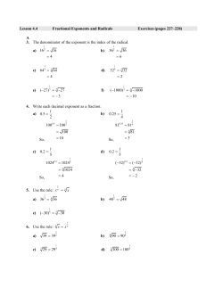 Lesson 4.4 Fractional Exponents and Radicals Exercises (pages