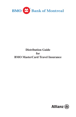 Distribution Guide for BMO MasterCard Travel Insurance
