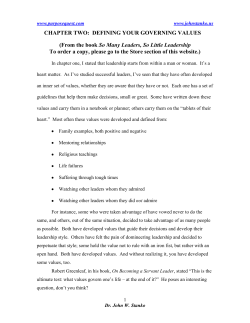 DEFINING YOUR GOVERNING VALUES