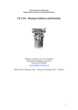 CX 110 &ndash; Roman Culture and Society